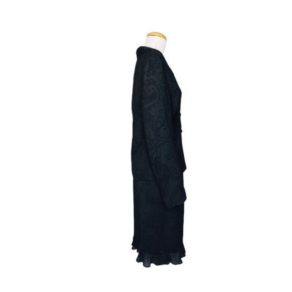 Carlisle Blazer and Skirt Suit Jacquard Black Paisley Vintage Sz 6 Hong Kong - Picture 7 of 14